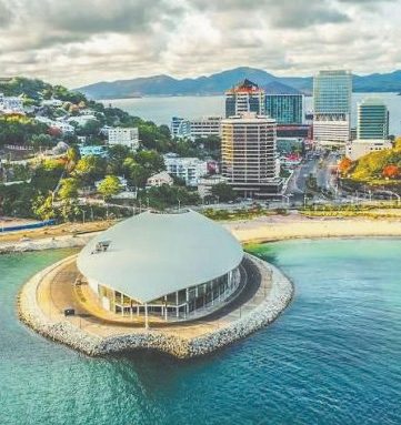 Aerial view of Port Moresby waterfront